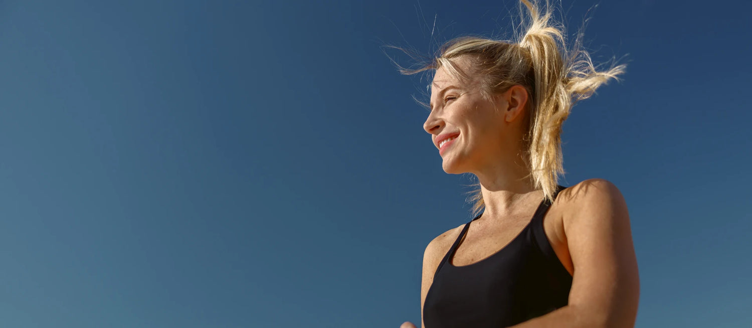 Blonde woman smiling