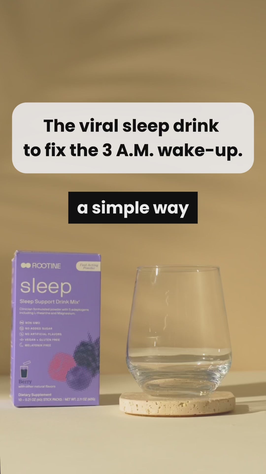 Advertisement for Rootine sleep supplement product